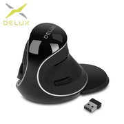 Delux M618 Plus Ergonomic Vertical Wireless Mouse 1600 DPI 6 Function Buttons Optical Mice with Removable Palm Rest For Computer